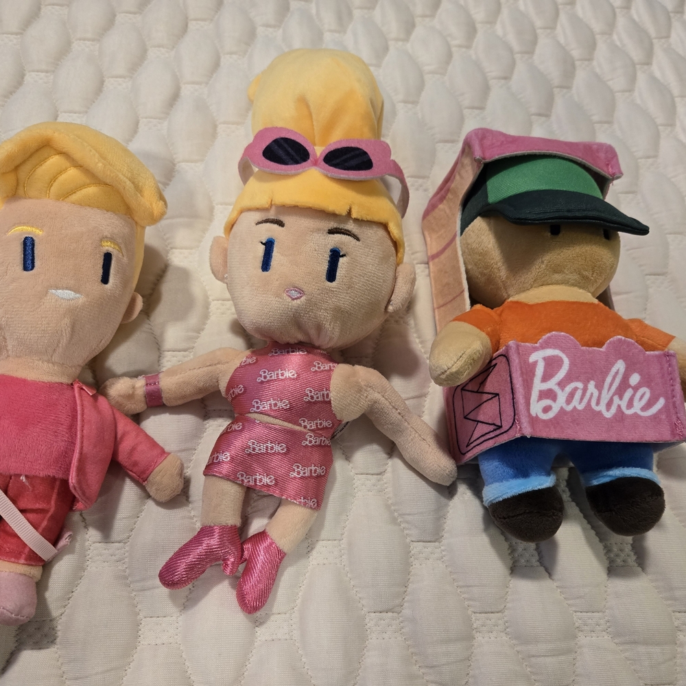 Stumble Guys Barbie Set Of 3 Small Plush Collectable Barbie Ken Doll In Box